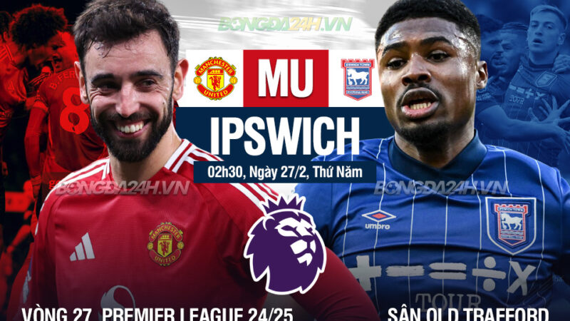 Trực tiếp bóng đá MU vs Ipswich Ngoại hạng Anh hôm nay