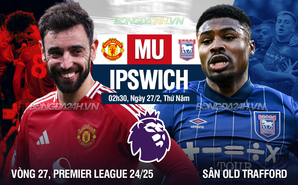 Trực tiếp bóng đá MU vs Ipswich Ngoại hạng Anh hôm nay