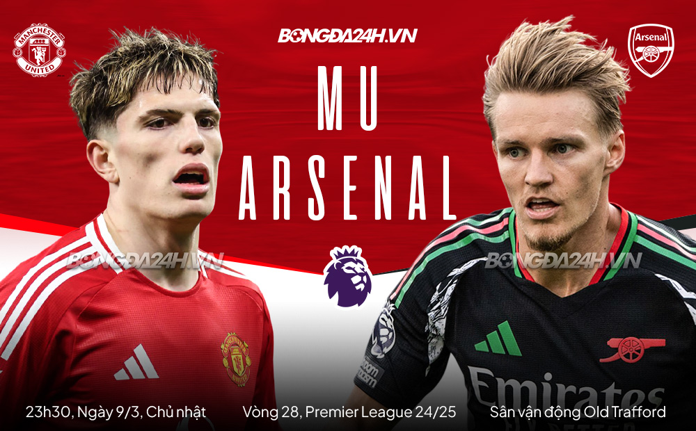Trực tiếp bóng đá MU vs Arsenal Ngoại hạng Anh 2025 hôm nay