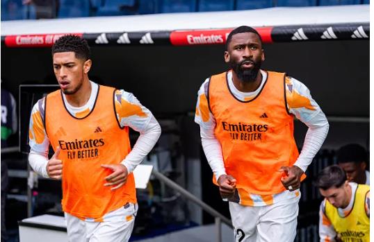 Jude Bellingham và Antonio Rudiger xô xât trước trận gặp Arsenal